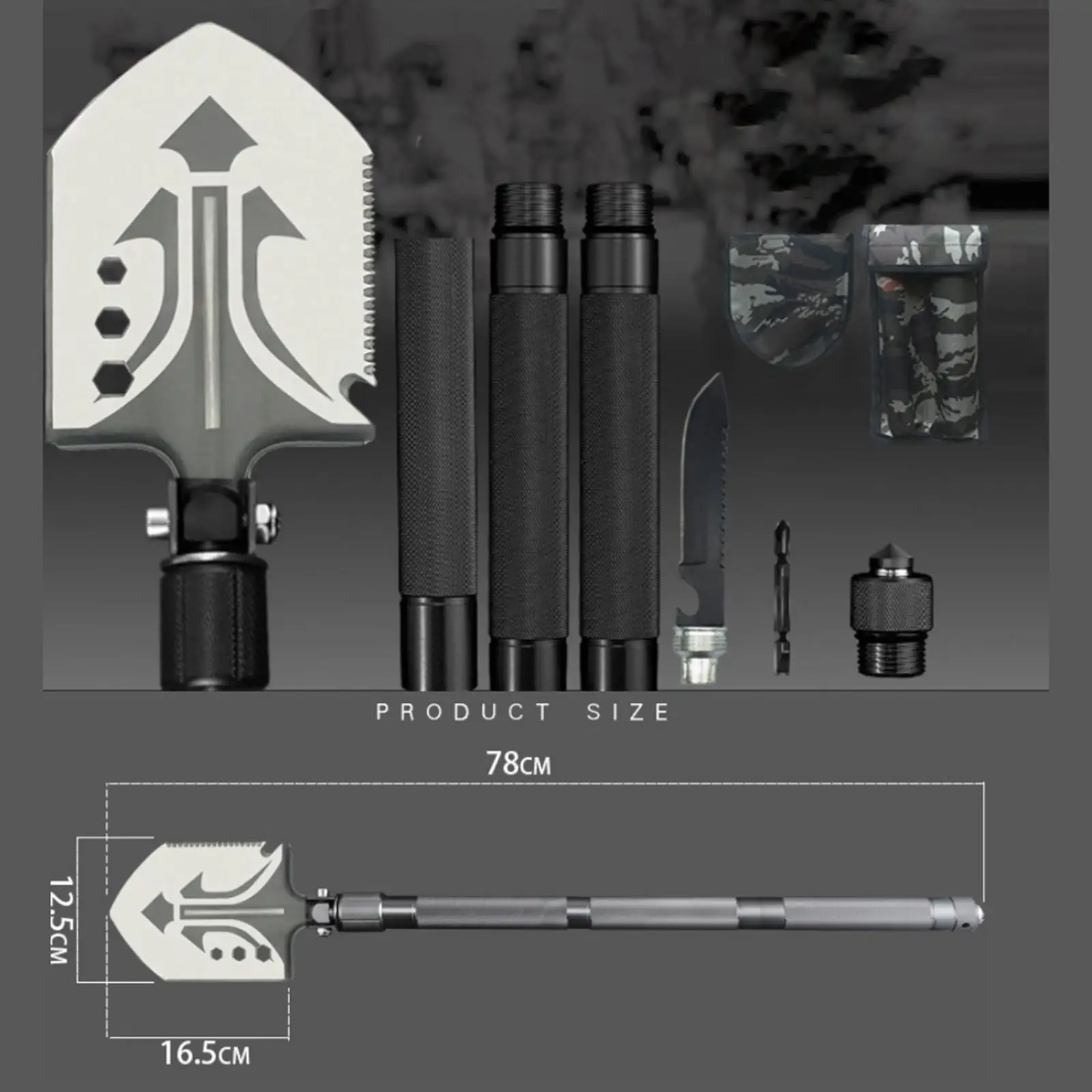 Лопата для выживания и кемпинга, складное тактическое снаряжение, многофункциональное уличное снаряжение, внедорожное, аварийное, кемпинг, пеший туризм