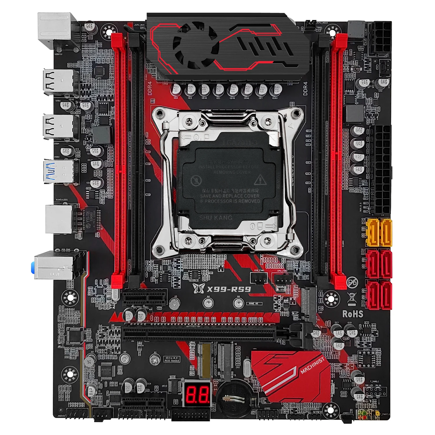 Masinis RS9 X99 Set Motherboard LGA 2011-3 dengan Kit Xeon E5 2620 V3 Prosesor CPU DDR4 ECC 16G Memori Combo NVME M.2 USB 3.0