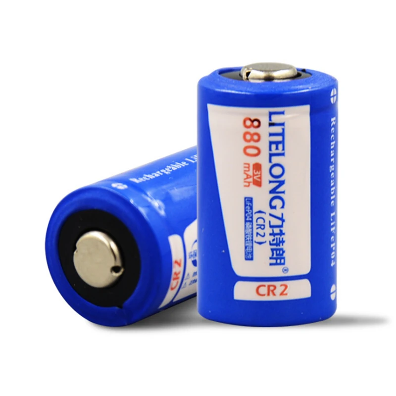 2pcs/lot High power 880mah Cr2 3V LiFePO4 rechargeable lithium battery rangefinder camera battery