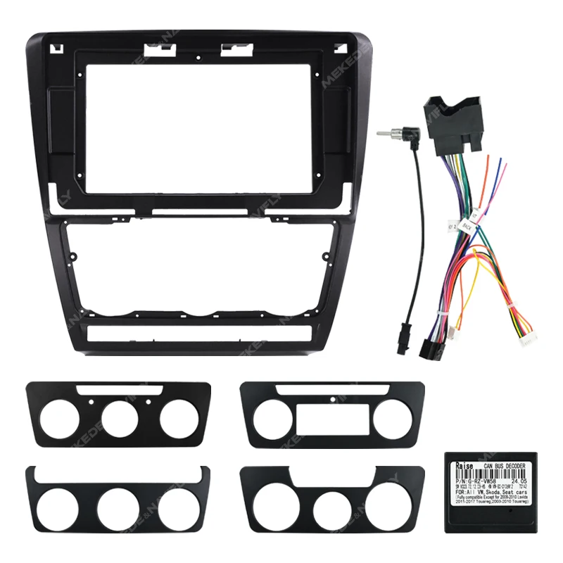 MEKEDE For Skoda Octavia 2008-2013  10inch Panel Kit Harness Fascia Car Radio Bezel Frame Multimedia Radio Panel Frame Cable