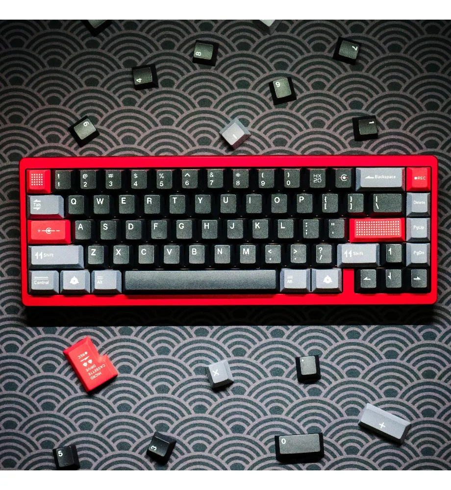 Keycap simple classic replica polka dots black gray red color scheme PBT hot sublimation full set