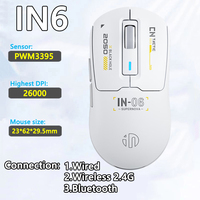 Inphic IN6 Bluetooth/Wireless/Wired Gaming Mouse 26000DPI PAW3395 Sensor Ergonomic Rechargeable Mouse