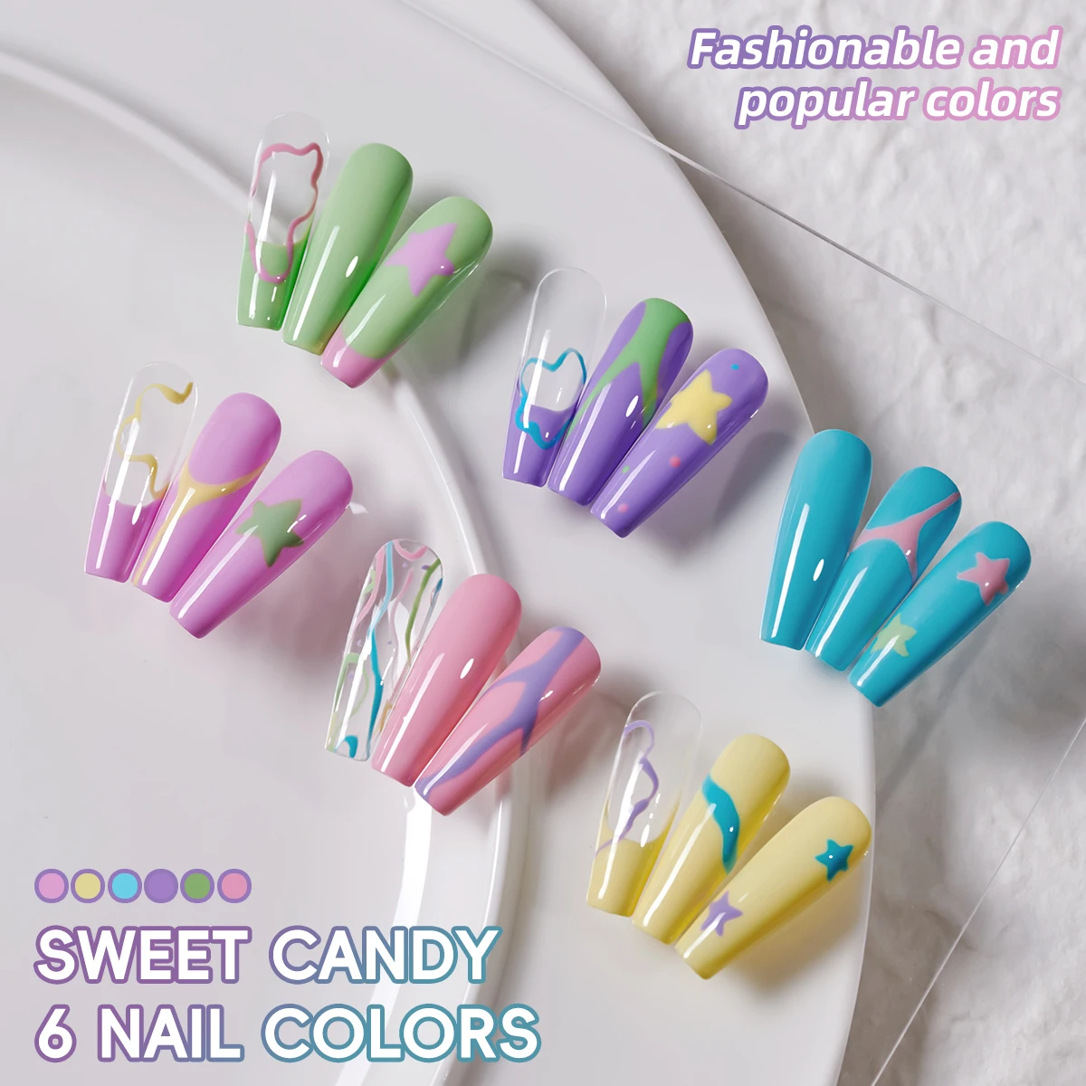XEJAYI 6 색 캔디 설탕 젤 매니큐어 세트 UV LED 담금 네일 젤, 반영구적, DIY 살롱 품질 네일 아트 젤 Sprin