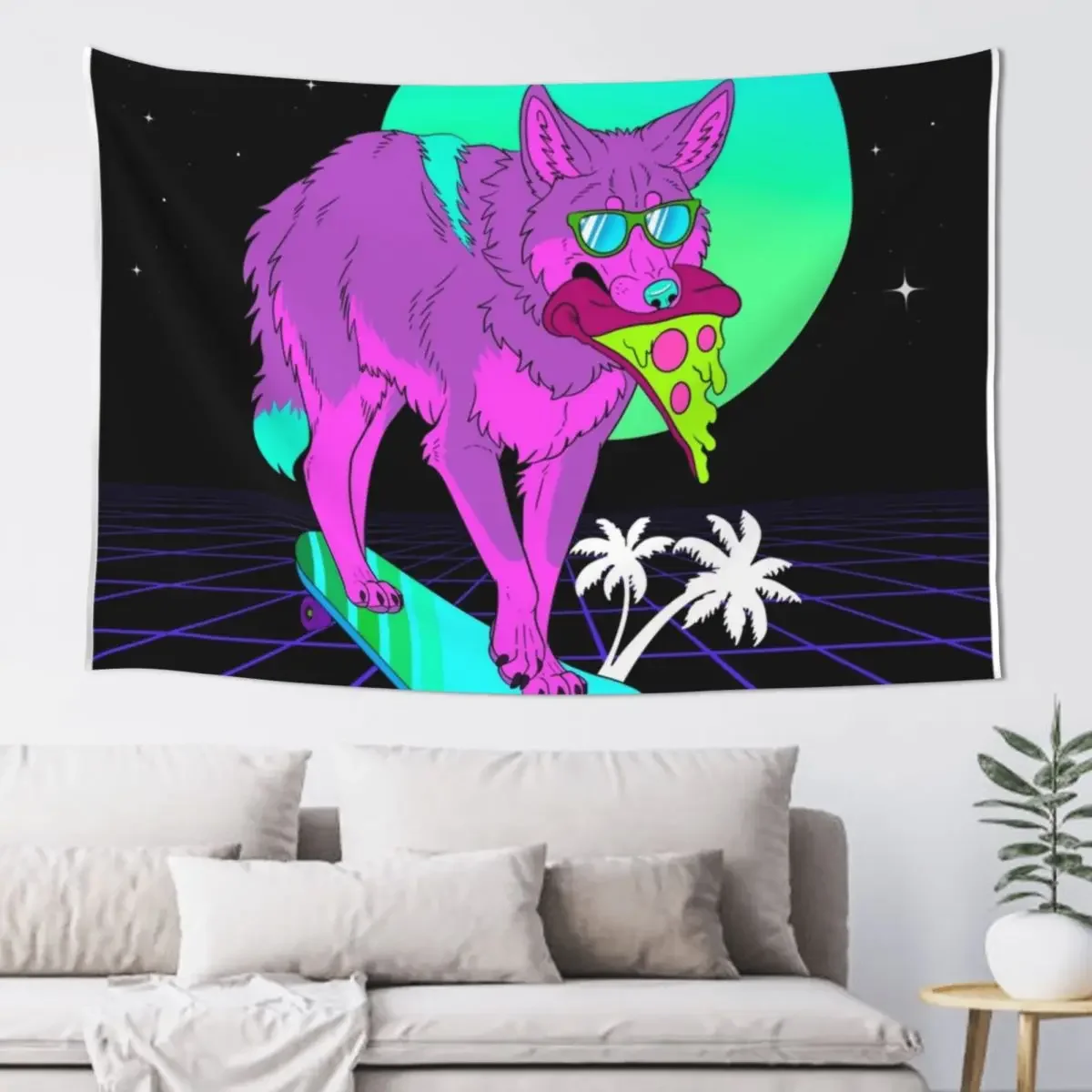 

Nightshift Retrowave Coyote (with background) Tapestry Bed Room Decoration Bedroom Decor Aesthetic Tapestry