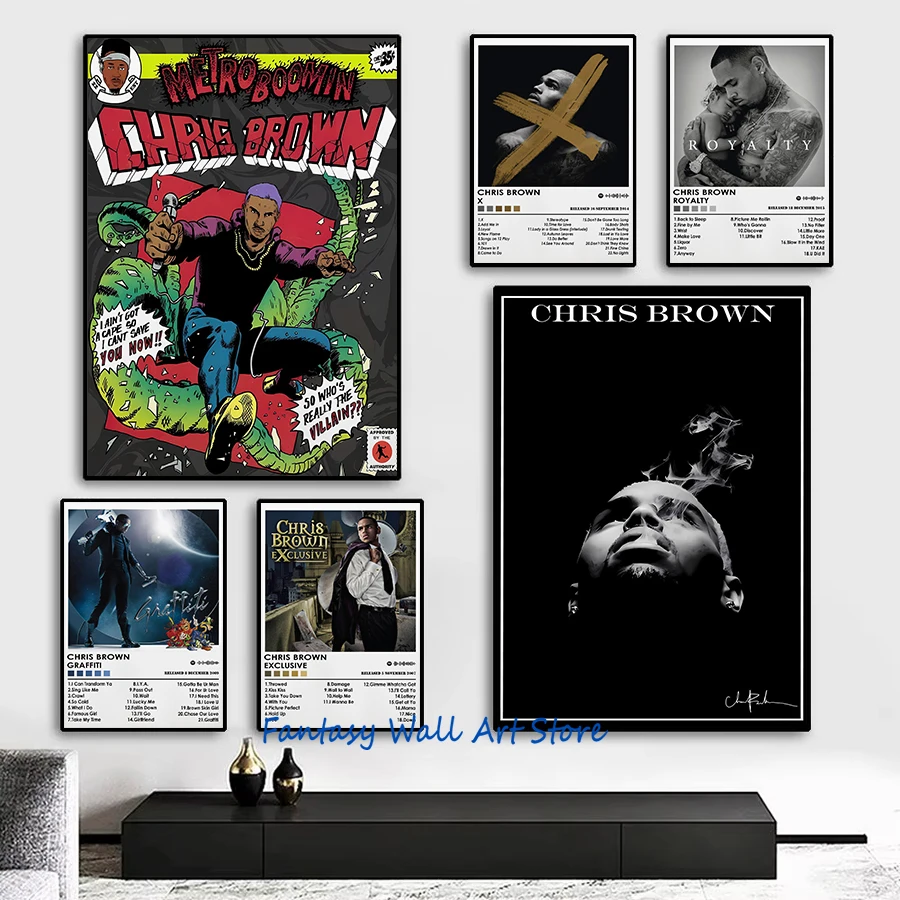 Chris Brown Music Album Cover Wall Decor Chris Brown 11：11 Graffiti Fan of A Fan Poster Canvas Painting Wall Pictures Home Decor
