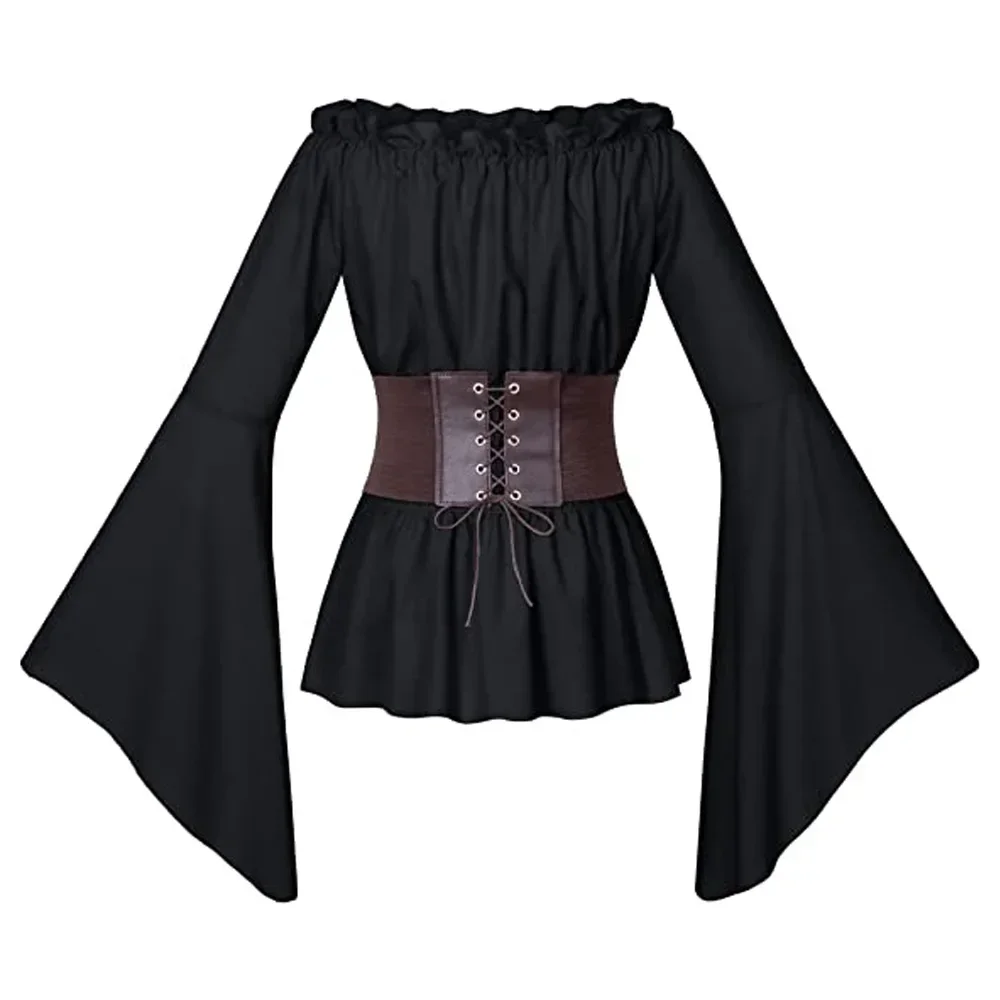 Medieval Renaissance Woman Victorian Shirt Steampunk Pirate Gothic Cosplay Costume Vintage Corset Halloween Carnival Dress Up