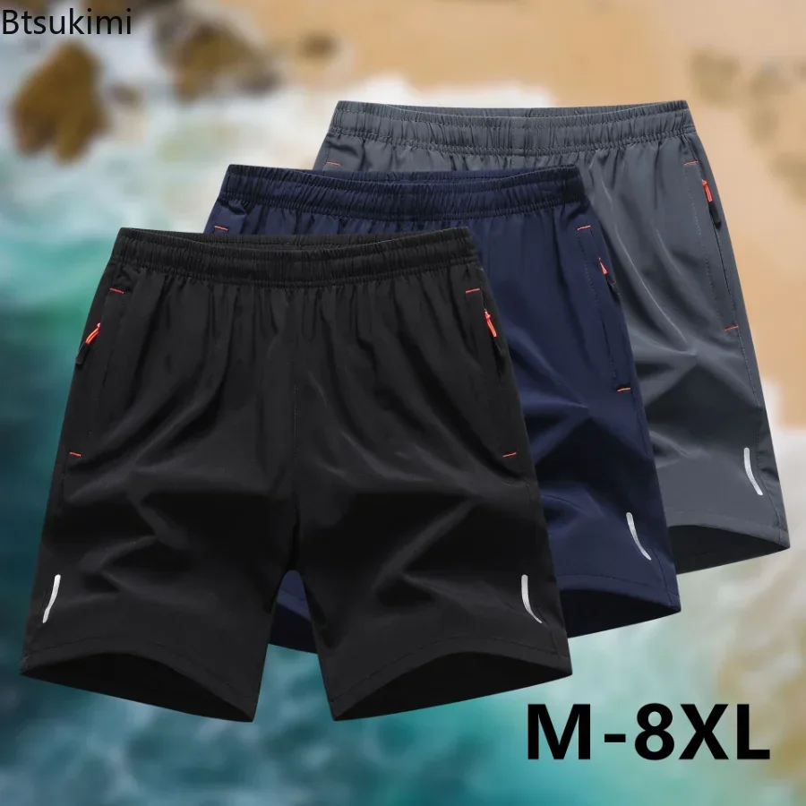 

2025 Summer Shorts Men Ice Silk Casual Shorts Male Short Pants Sports Plus Size 7XL 8XL Cool Running Streetwear Shorts For Men