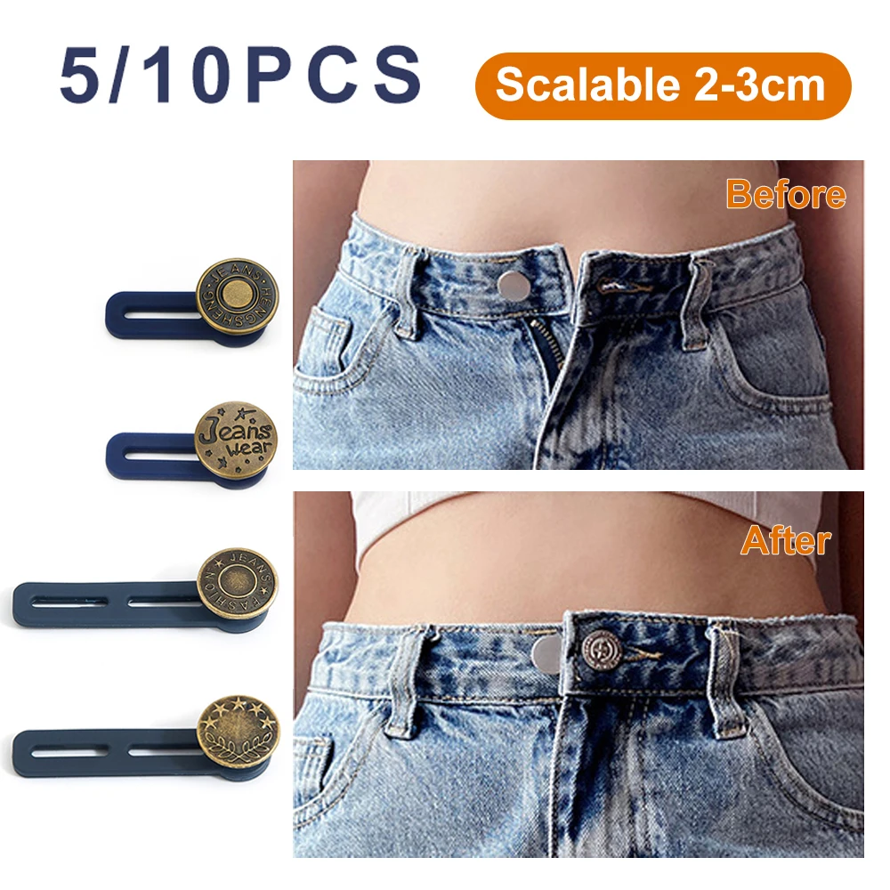 Nähfreier Jeans-Taillenverlängerer Abnehmbarer Metallverschluss Verstellbarer Universalknopf für Hosen Hemden Herren Damen DIY Kleidungszubehör – Detail 1