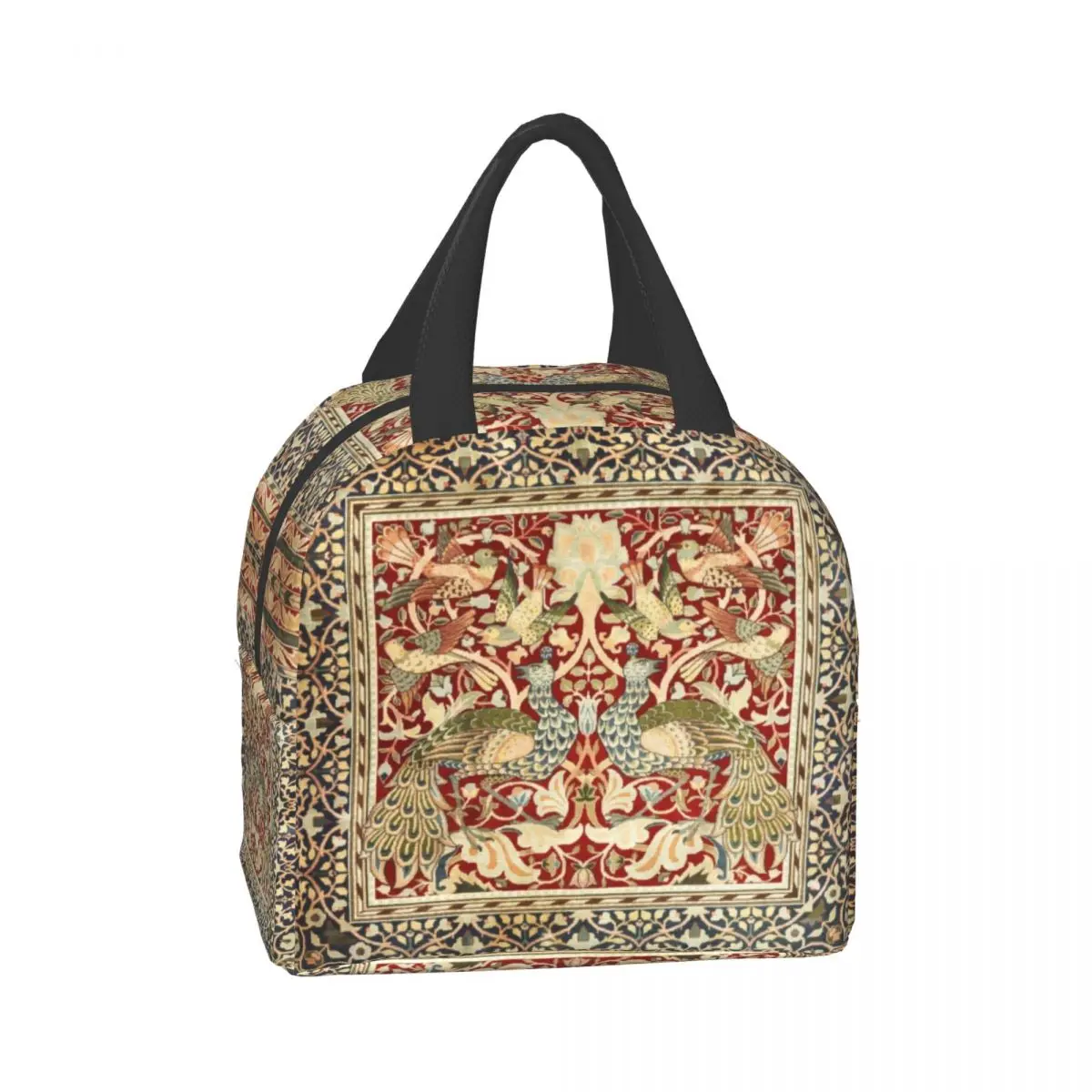 William Morris lancheira isolada térmica para mulheres, estampa floral têxtil, lancheira portátil para crianças, sacos de comida multifuncionais, escola