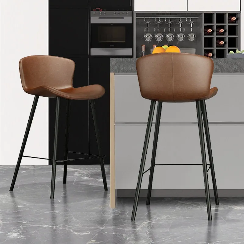 Silla de bar minimalista de lujo, silla de bar cómoda para cocina, Taburete de bar ergonómico de Metal moderno, muebles de cocina