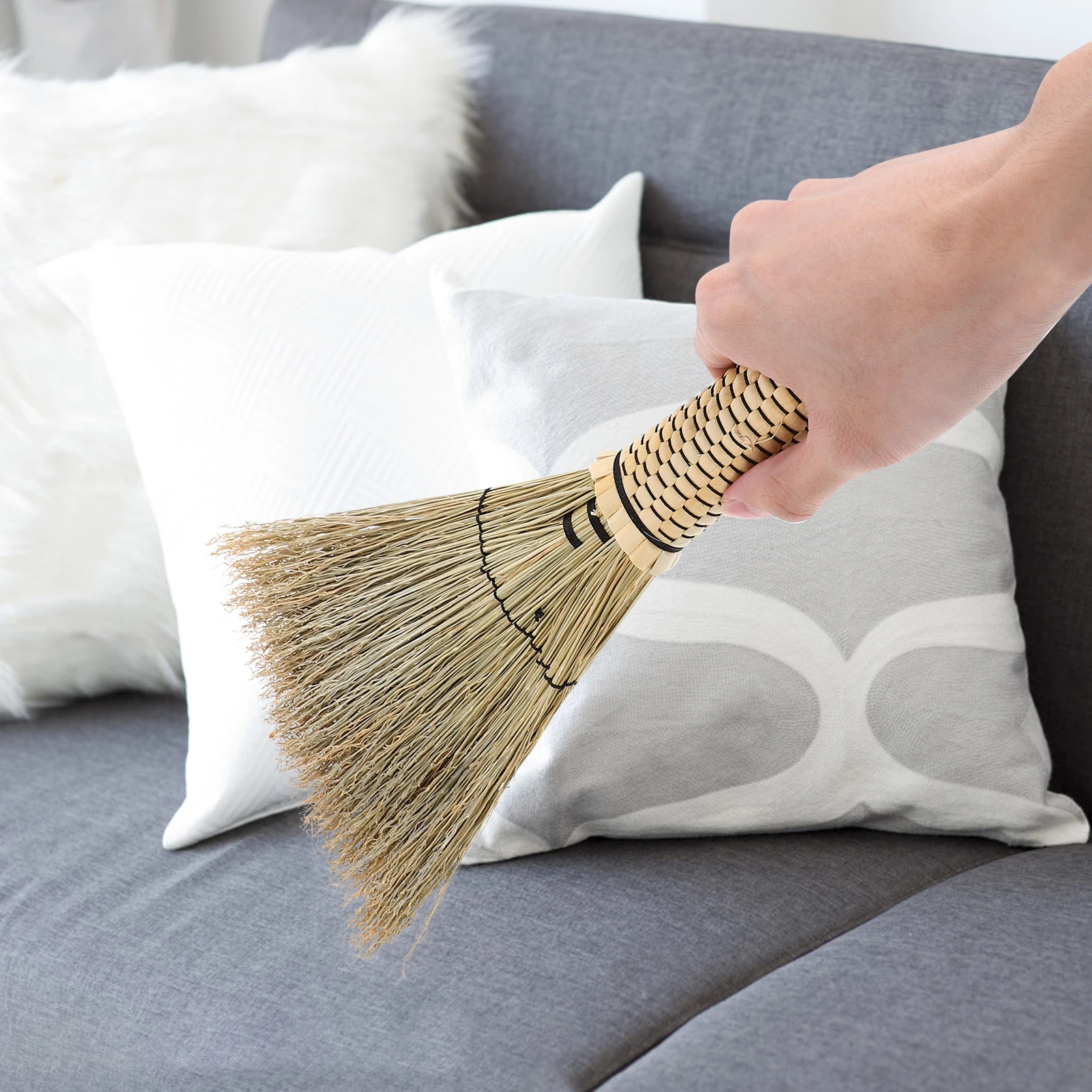 

Handmade Woven Corn Mini Small For Home Office Desktop Cleaning Dusting Brush Household Tools Soft Straw Space Saving Easy