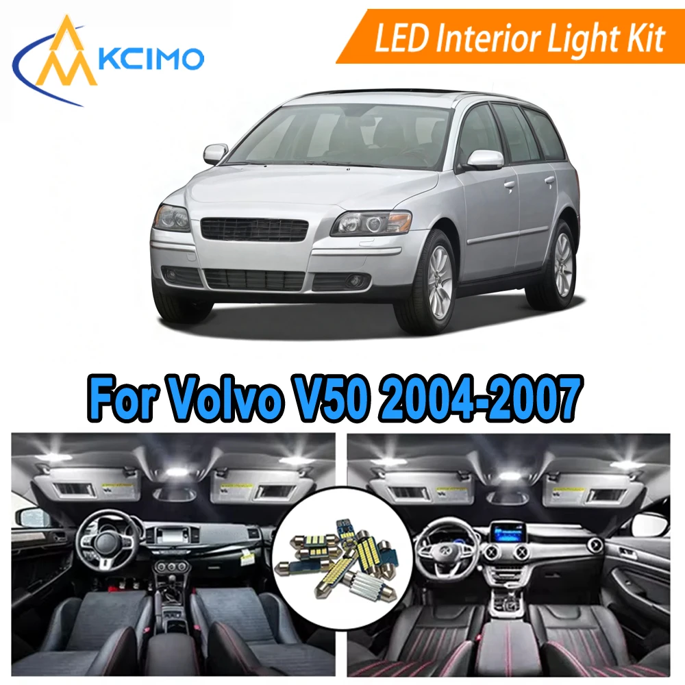 

LED Interior Light Upgrade Kit For Volvo V50 (2004-2007) Dome, Map, and Trunk Lights Plug and Play Super White/Blue 6000K