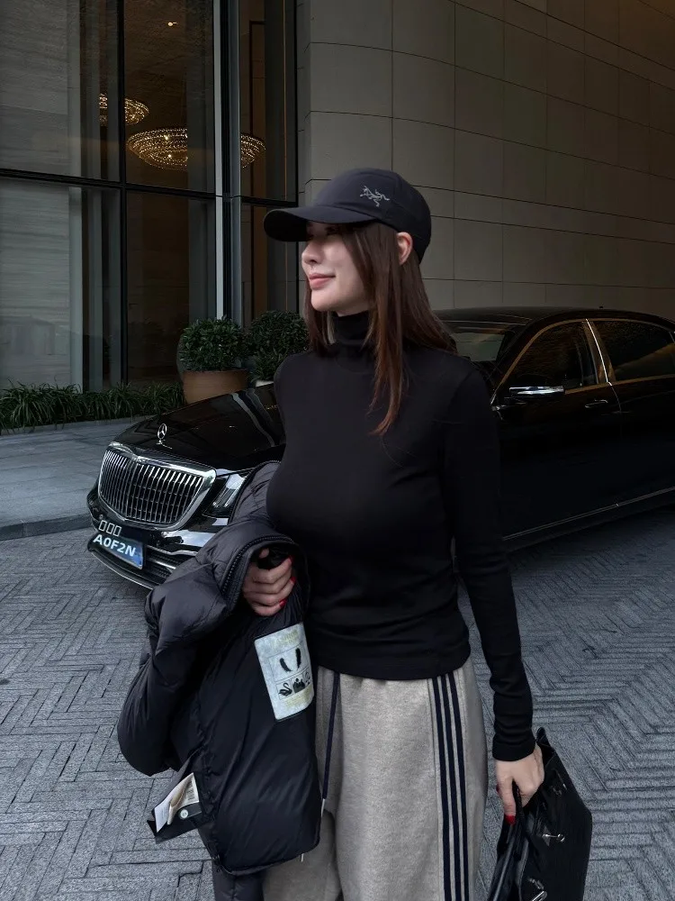 

MBNLF Woolen Base irt Double Needle Knitted Camere Quali Antimicrobial Women's Overhead Sle Faionable Innerwear