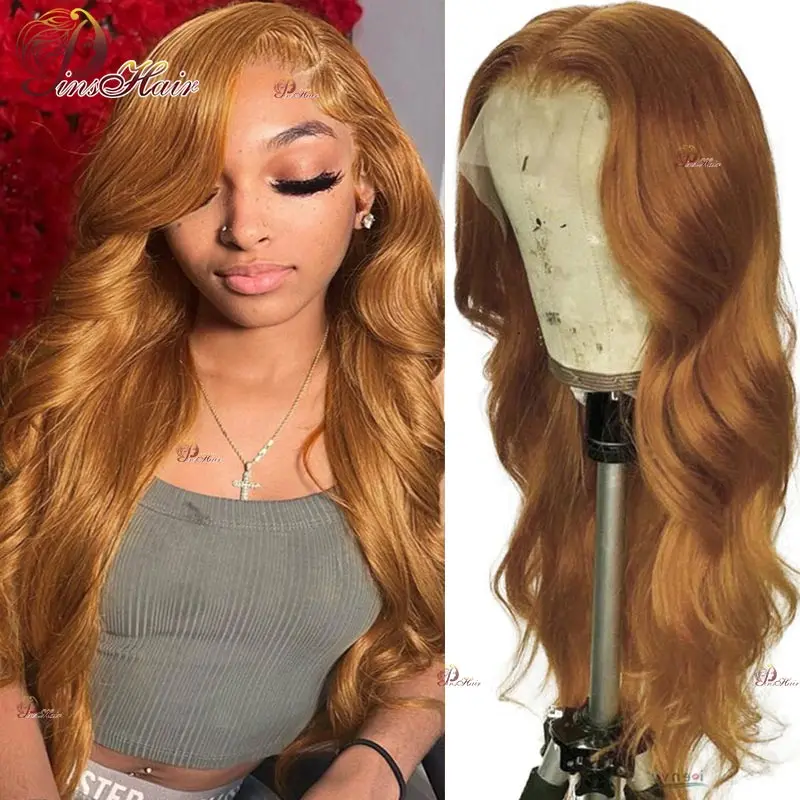 

Body Wave Ginger Brown Lace Front Human Hair Wigs #30 Honey Blonde 13X4/13x6 Transparent Lace Frontal Wig For Women 34inch 180%