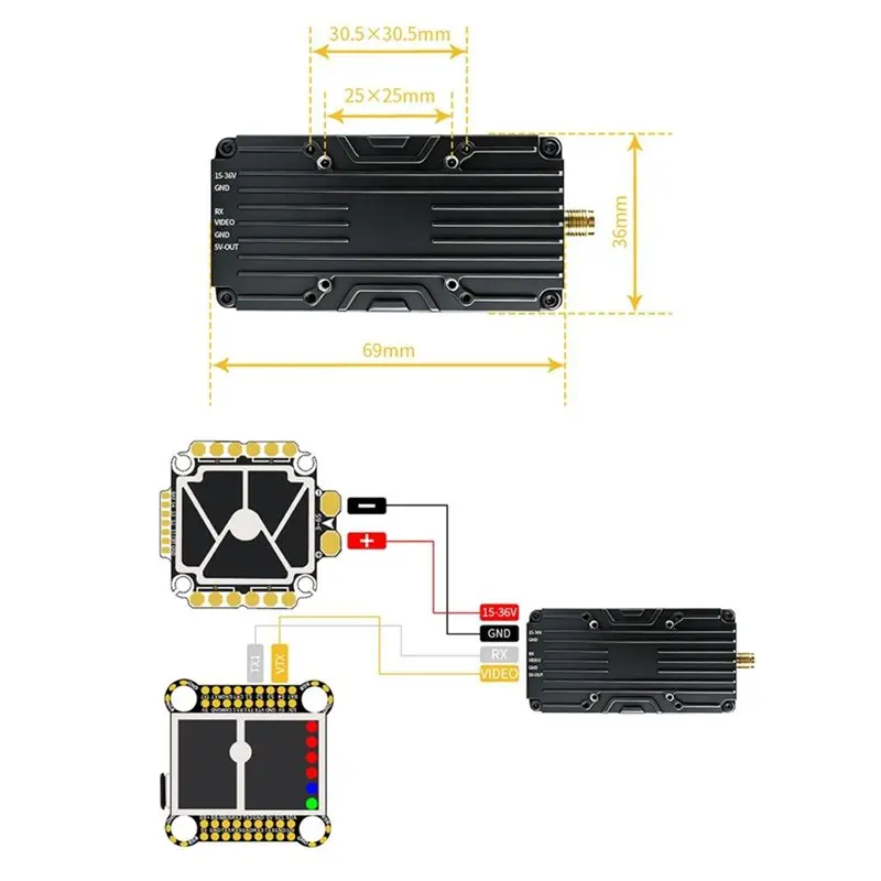 WOWFU-1.2G 5W VTX FPV Video Transmitter 25Mw/800Mw/2000Mw/5000Mw/PIT Adjustable IRC Tramp Protocol For FPV Long Range RC Drone