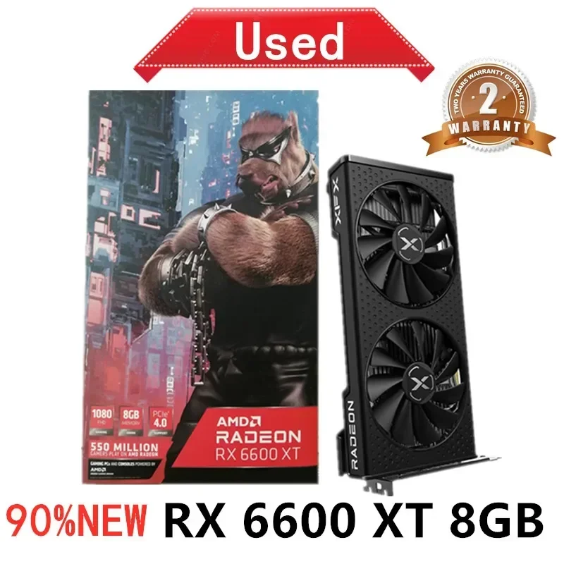 XFX RX 6600 XT 6600XT RX6600 XT 8GB Graphics Card AMD GPU Radeon RX6600XT RX6600 XT GDDR6 Video Cards Desktop PC Computer Game view 6