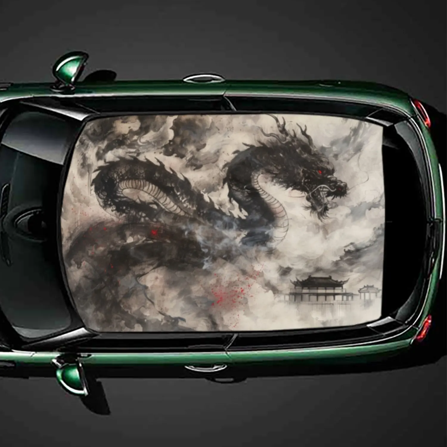 

The huge and majestic dragon pattern car vinyl material roof film self-adhesive sticker waterproof and scratch resistant,suitabl
