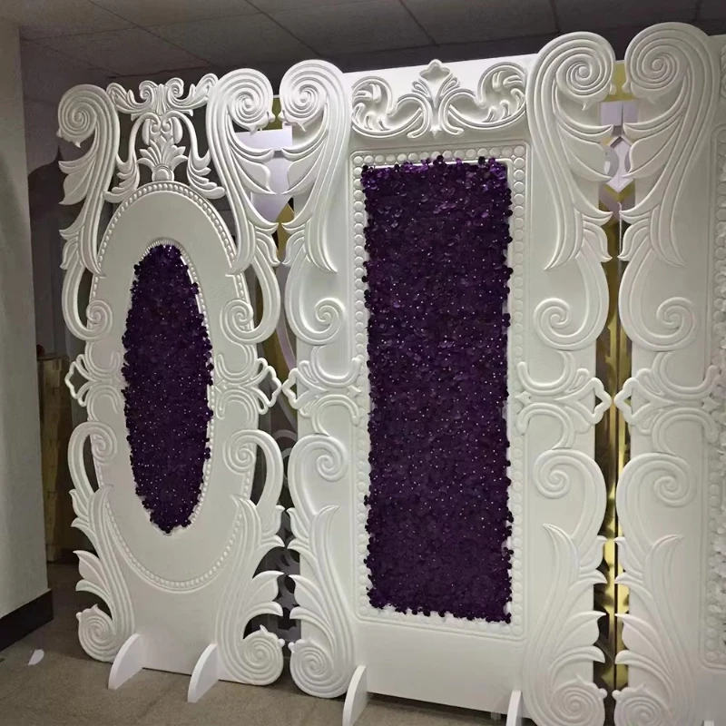 Hot Products Wholesale PVC White High-end Simple Design Event Wedding Party Birthday Decorations Floral Background Wall