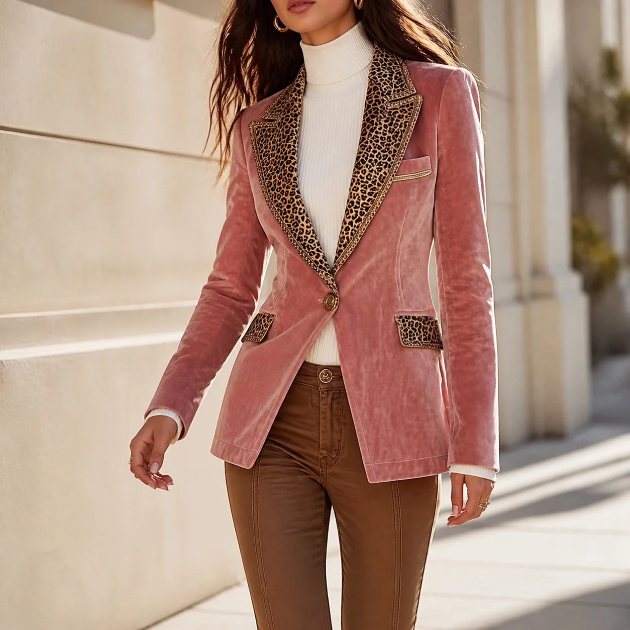 No Hood Long Sleeve Suit Regular Length Streetwear with Single Button Closure Irregular Hem 3D Effect Pattern Women Suit