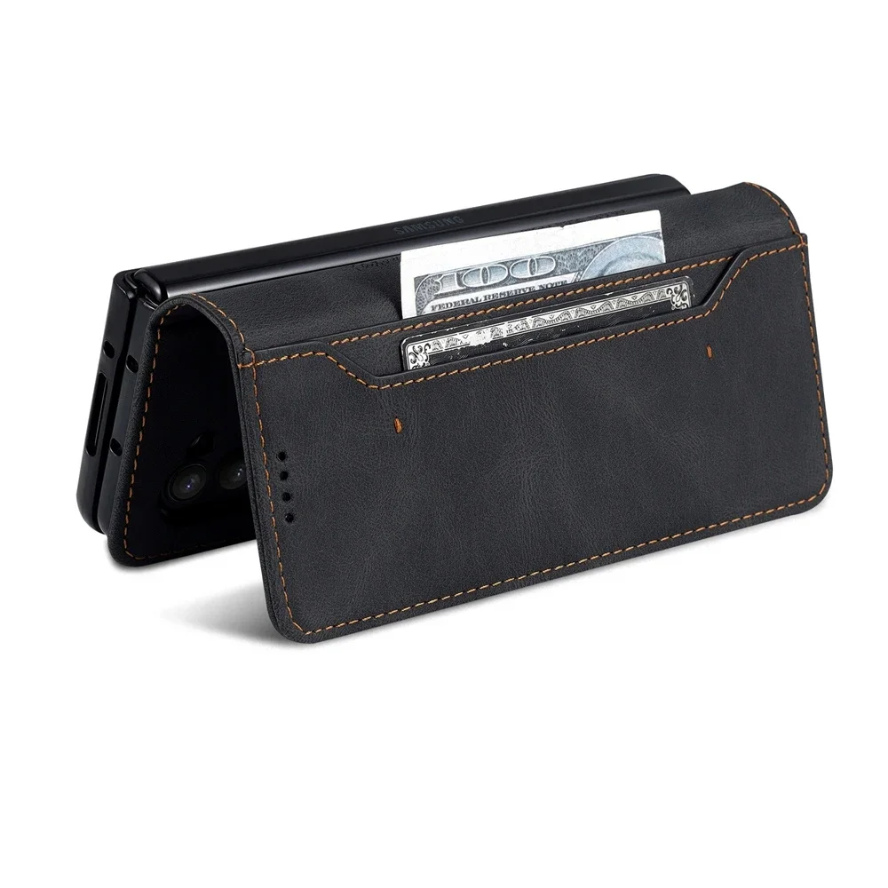 Business Flip Leather Case voor Samsung Galaxy Z Fold 7 6 5 4 3 5G Fold7 2025 Luxe Magnetische Flip Book Card Portemonnee Telefoon Cover