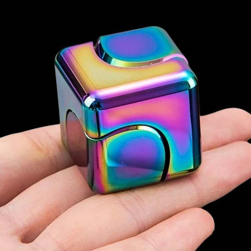 Square Magic Dice Metal Rotate Cube Fidget Spinner Anxiety Stress Relief Gifts Kids Adults Brinquedos Para Alívio Do Estresse