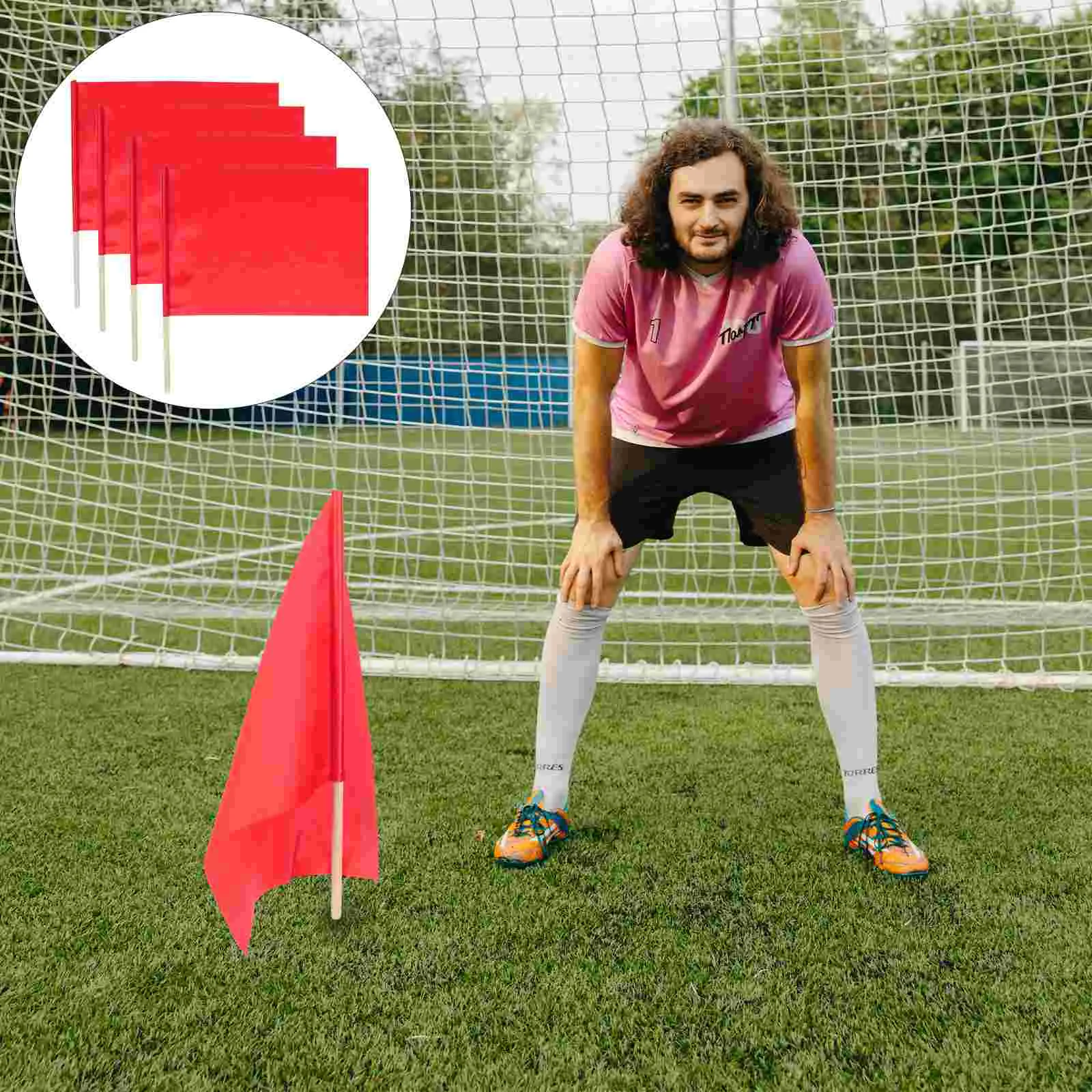

4 Pcs Referee Flag Soccer Flags Color Protection Competition Conducting Wood Signal Colored Child