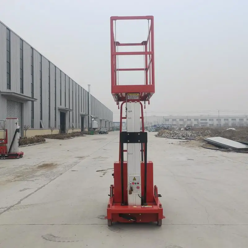 Aluminum Hydraulic Lift Table Double Masts Enlarged Working Platform Four Adjustable Stabilizer Legs Anti-tilt Workshop Lifter