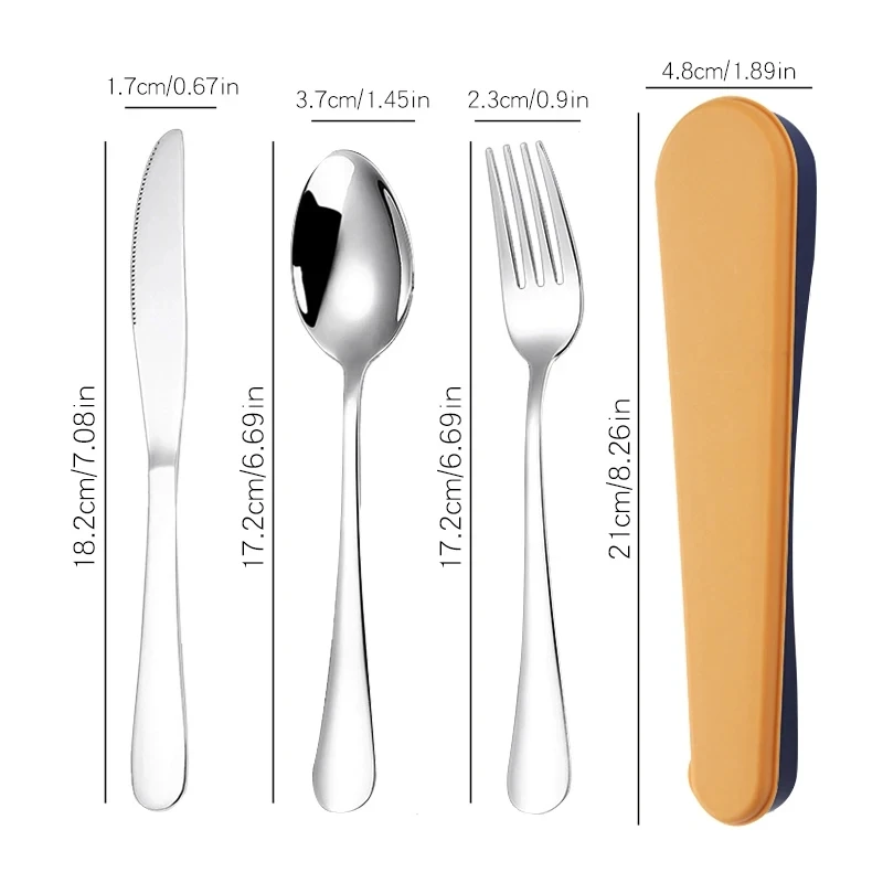 Portable Tableware Set With Case for Kids Camping Travel Flatware Stainless Steel Knife Fork Spoon Box Convenient Cutlery Set