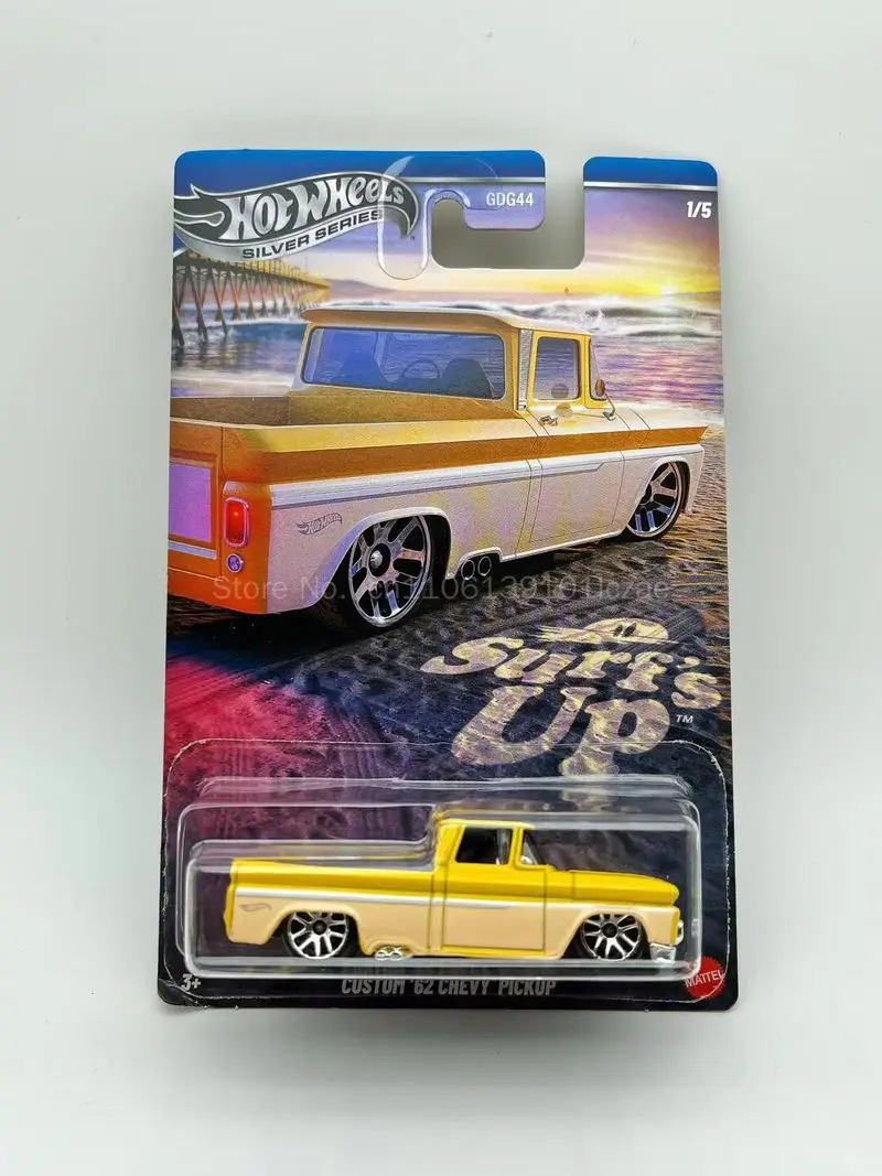 New Hot Wheels Silver Series Gdg44 Surfs Up Diecast Car Custom 62 Chevy Pickup 77 Dodge Van Volkswagen Caddy Baja Bug Toys