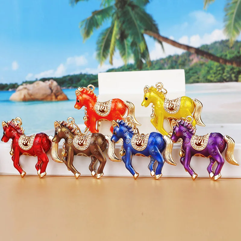 

Новая модель позолоченного брелока-подвески в виде лошади, красочный, с символикой китайского зодиака, для удачи и украшения сумки