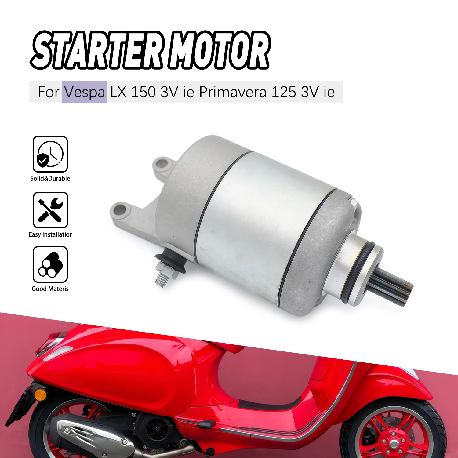 

For Vespa LX 150 3V ie 2012-2013 LX 125 3V ie 2012-2014 250 X7 2008-2010 7002687 Motorcycles Starter Engine Parts Motor