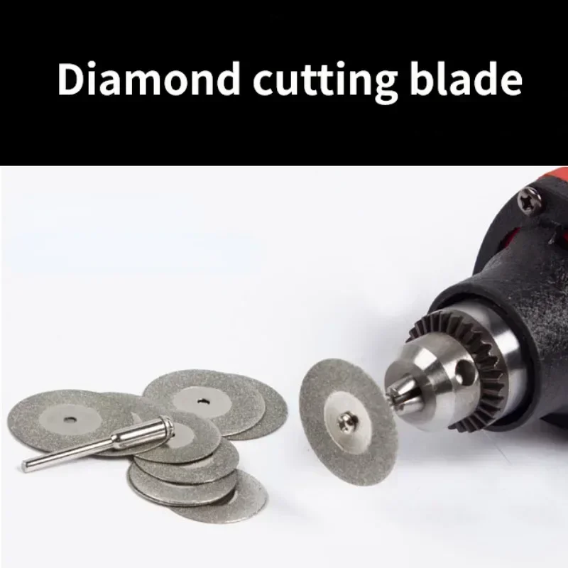 5pcs 22mm Diamond Cutting Discs Cut Off Mini Diamond Saw Blade with 1pcs Connecting Shank for Dremel Drill Fit Rotary Tool