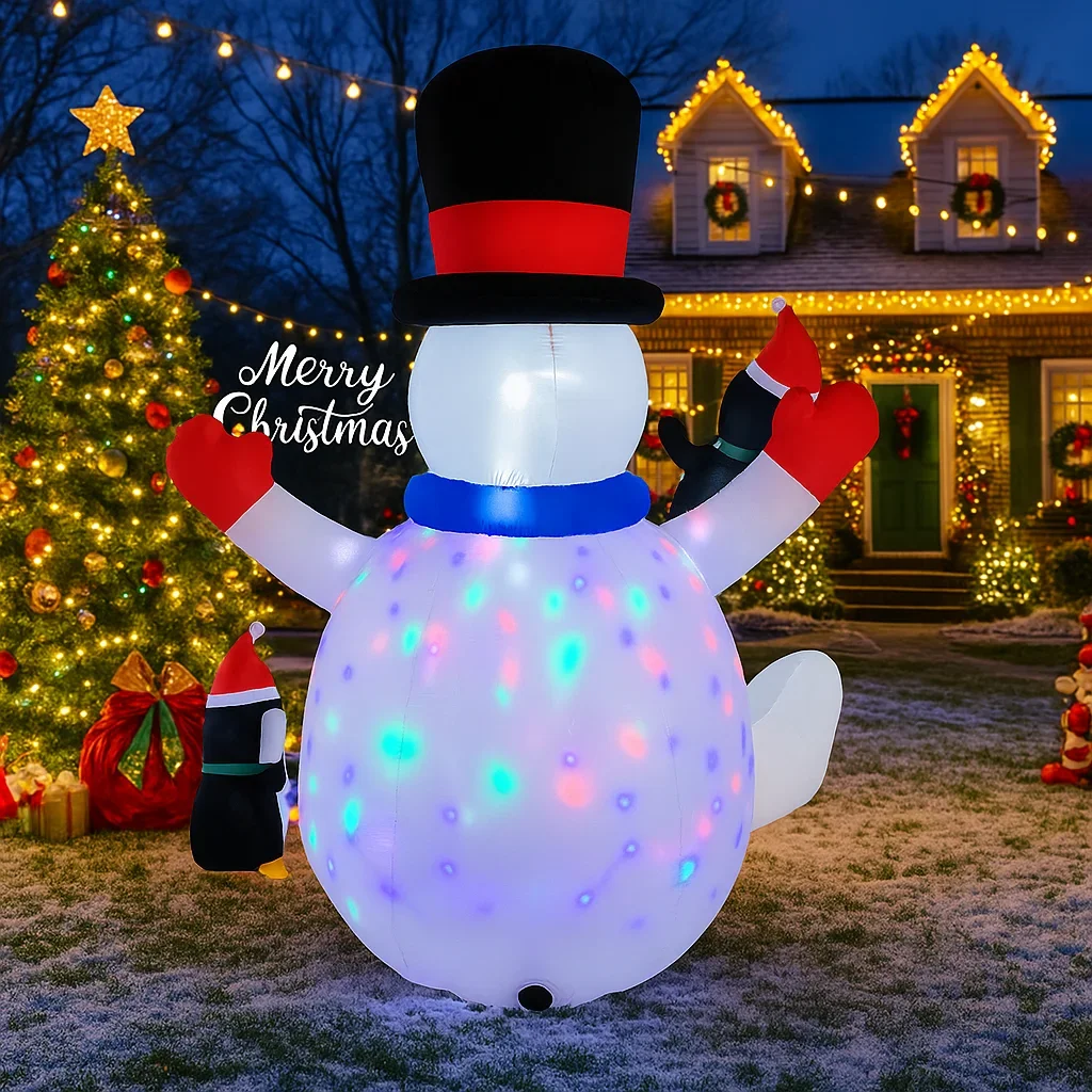 6,89 Fuß aufblasbares Spielzeug, LED-Leuchten, Schneemann, Pinguine, Weihnachtsdekoration für Hof, Weihnachtsbedarf, Heimdekoration, festliches Weihnachtsgeschenk