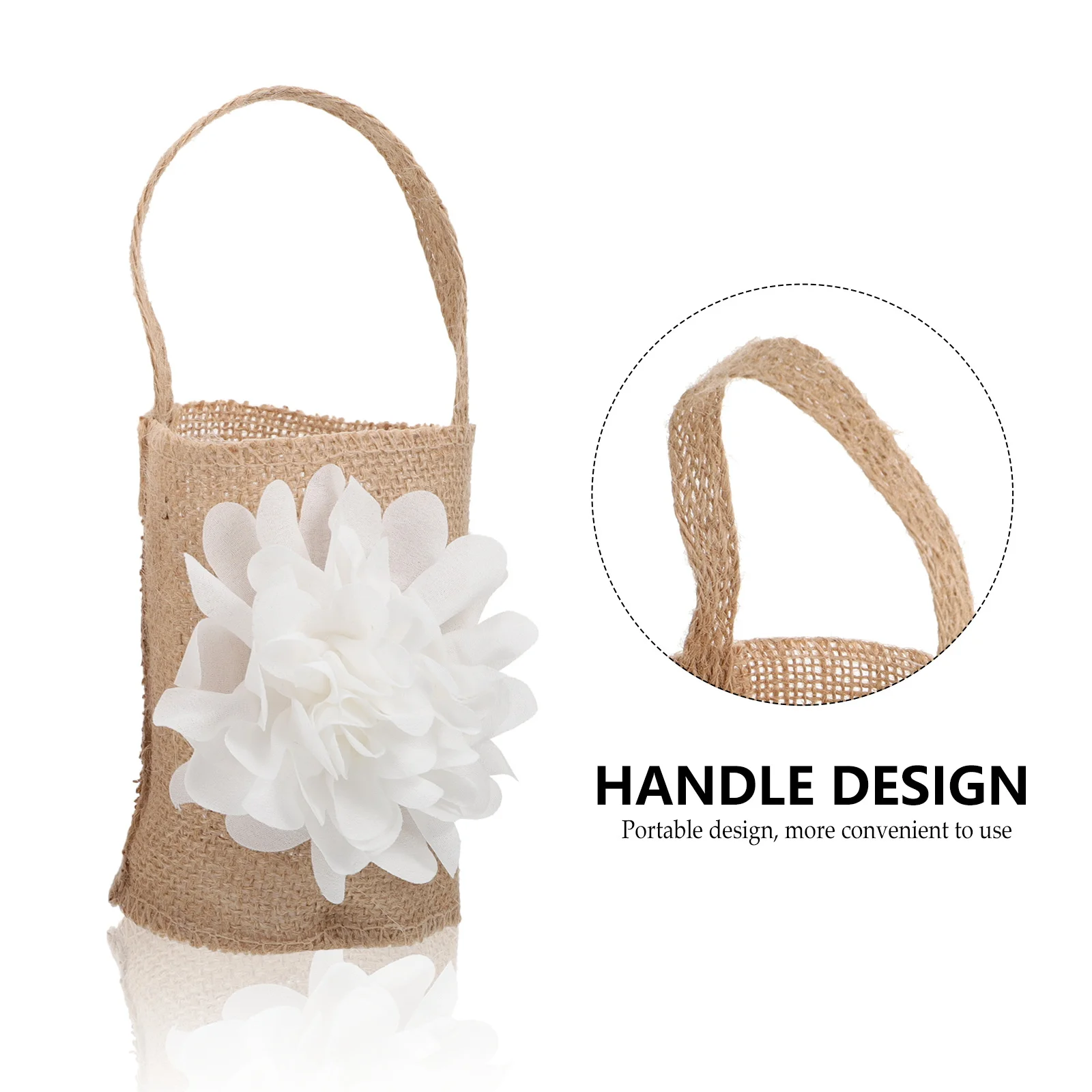 

2Pcs Flower Girl Basket Satin Floral Ribbon Rustic Wedding Basket Candy Gift Confetti Cards Flower Girl Decoration