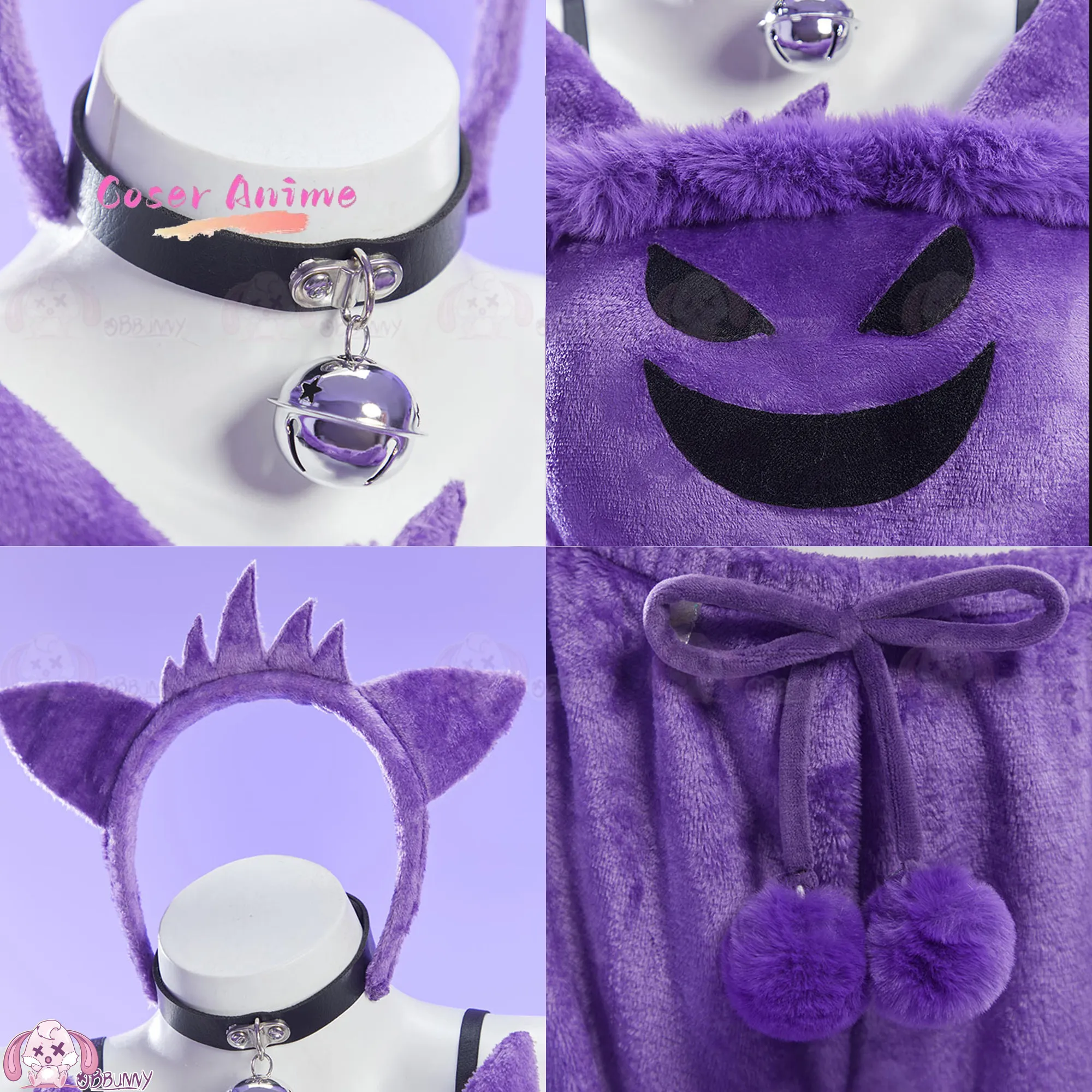 

NEW! Gengar Fan Art Plush Loungewear Two-Piece Suspenders Lantern Pants Cute Girl Cosplay Outfit Set