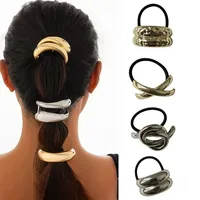 2024 New Metal Irregular Golden Color Hair Bands Elastic fashion Scrunchies Hair Rope Headbands Women Girls Hair Accessories