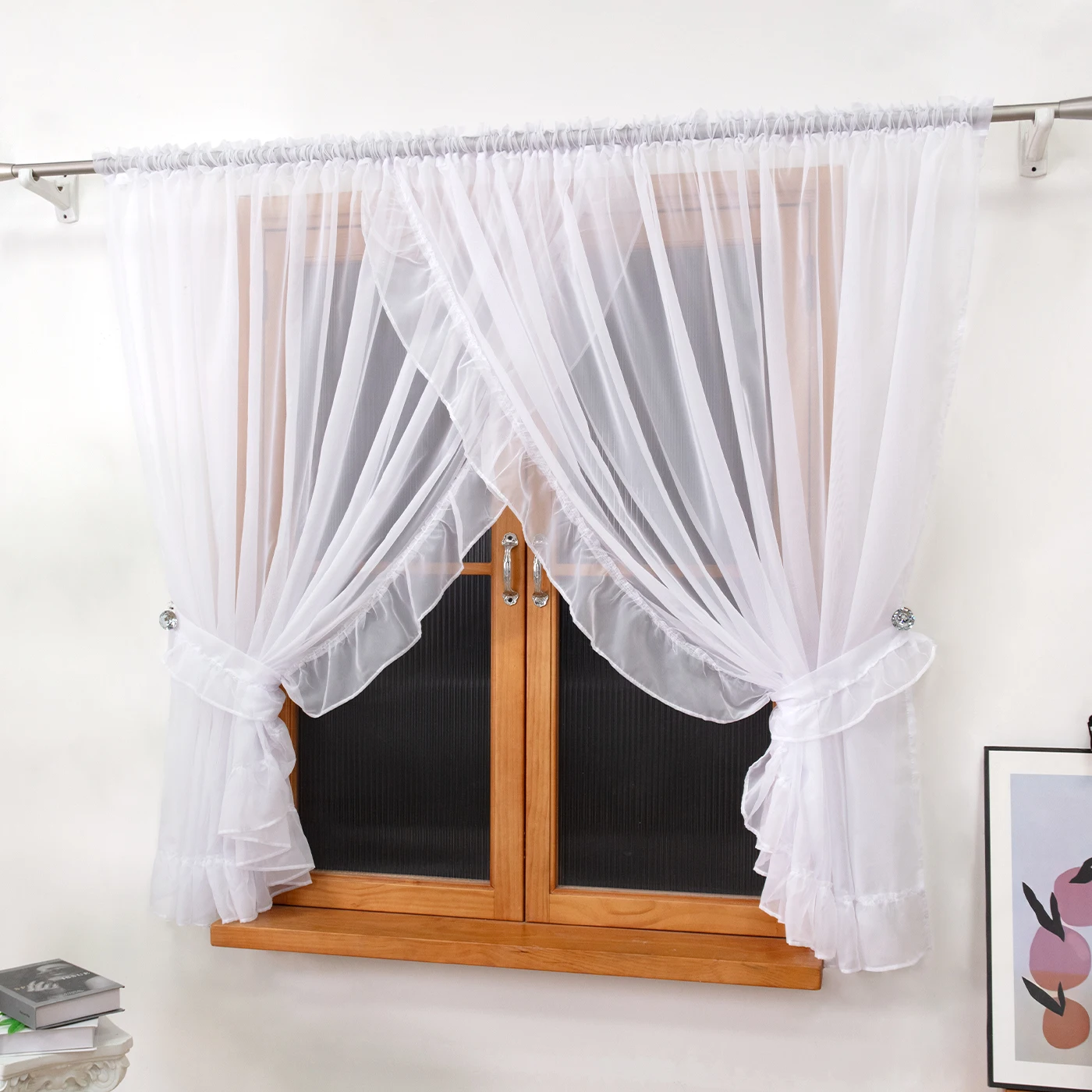 قطعة واحدة من ستائر النمط الرومانسي قابلة للتنفس للحماية من الأشعة فوق البنفسجية ستائر شفافة بيضاء لغرف المعيشة وغرف النوم والمهرجانات #2