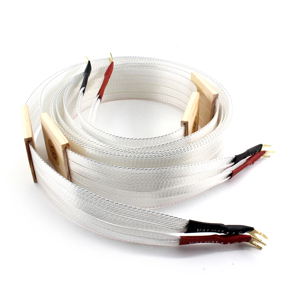 Nordost Valhalla 2 Reference Speaker Cable, HiFi OCC, altifalante banhado a prata com banhado a ouro, bloqueável Y Spade/Banana Plug