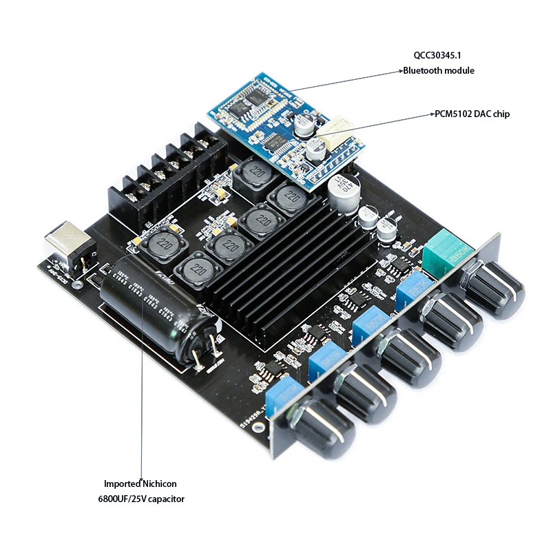 TOKBAN TPA3116 50 واط * 2 + 100 واط 2.1 قناة مكبر للصوت مع بلوتوث رقمي 5.0 وHIFI الفئة D للمسرح المنزلي