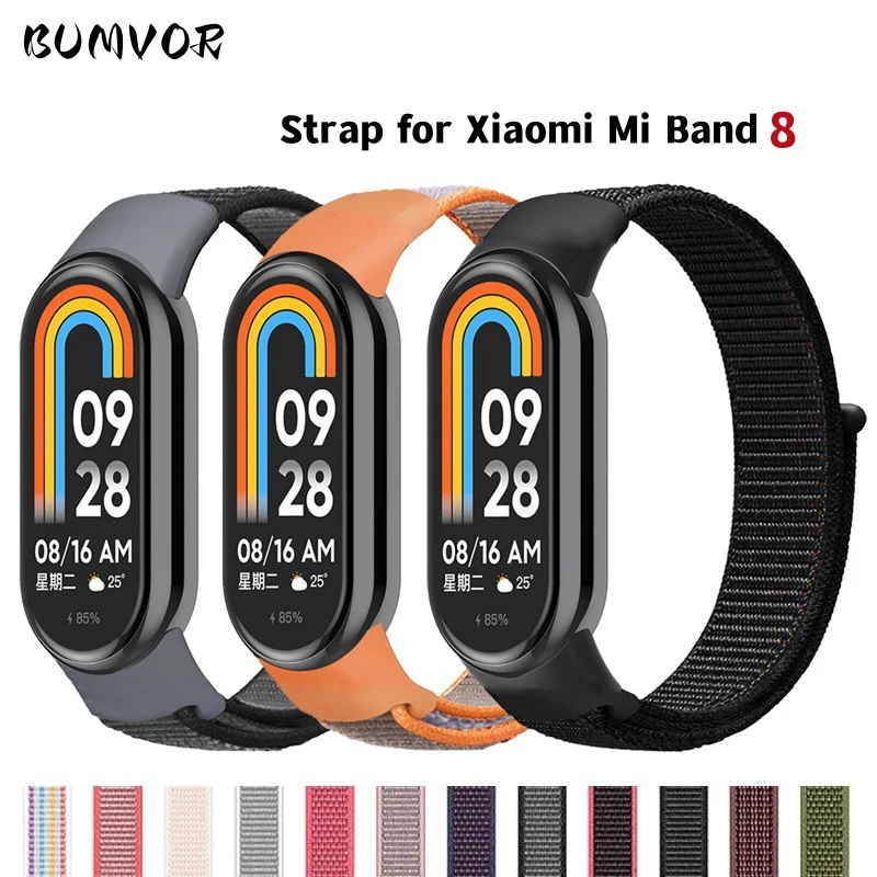 

Watchband For Xiaomi Mi Band 8 Nylon Loop Strap Band8 Sport Breathable Wristband For Mi Band 8/8NFC Smart Watch Accessories