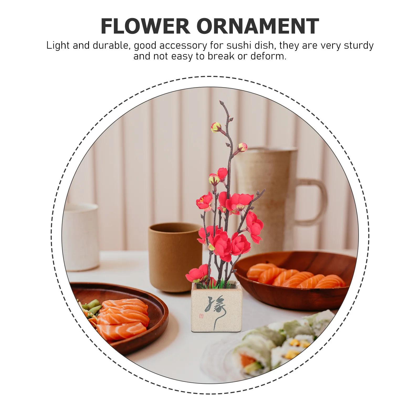 

Lifelike Artificial Flower Ornament Sushi Plate Decoration Hotel Supply Sashimi Plate Adornment for Wedding Events