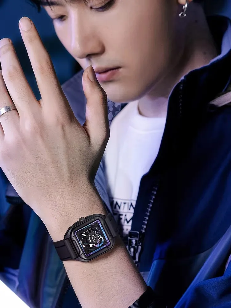 

Ailang high-end design watches men's fashion hollow watches square sports waterproof men's watches fashion mechanical watches.