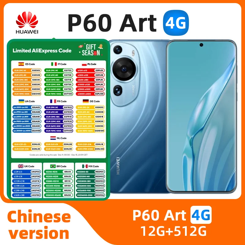 Ponsel pintar HUAWEI P60 Art 4g, HP cerdas Snapdragon 8 + 6.67 inci layar 120HZ kamera 48MP 5100mAh 88w harmonyo isi daya