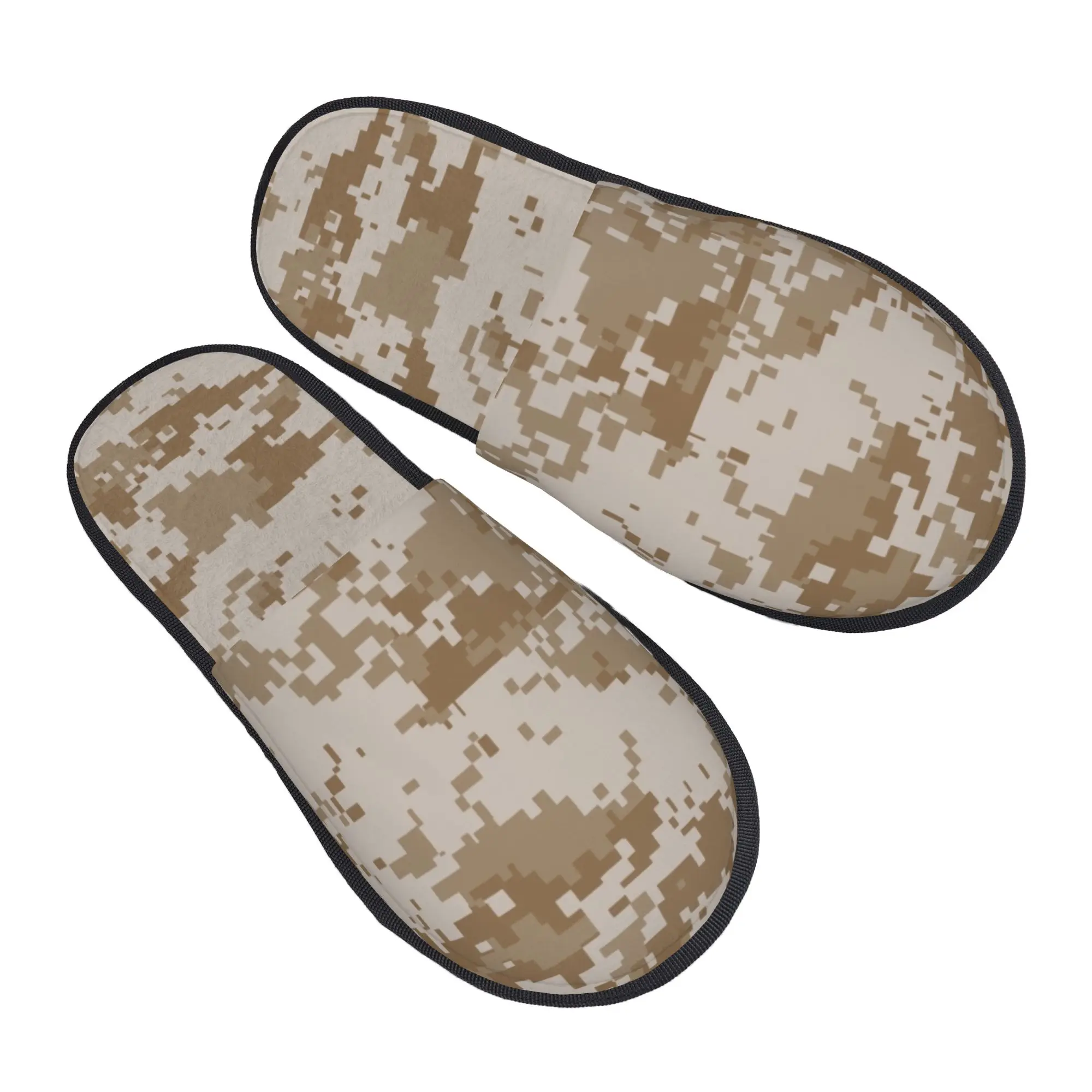 Pantoufles d'intérieur camouflage désert numérique pour femmes, personnalisables, motif militaire armée, pour chambre à coucher