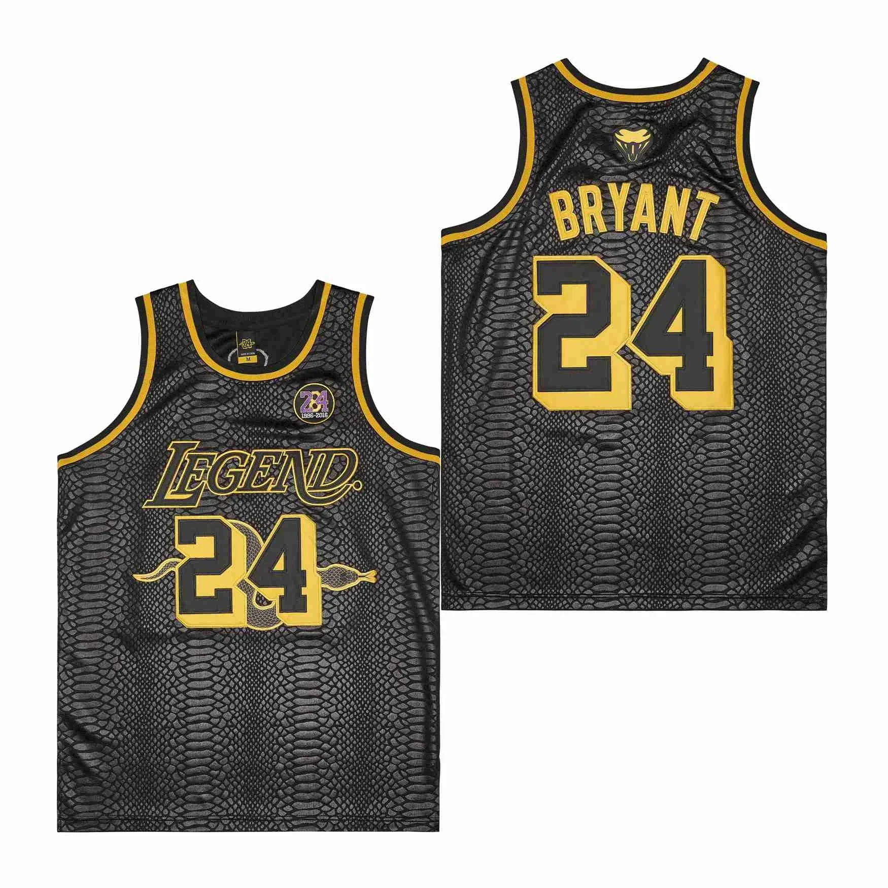 Men Basketball Jerseys Legend 8 24 Bryant Jersey Sewing Embroidery Outdoor Sports High-quality Black Snake Skin Fabric