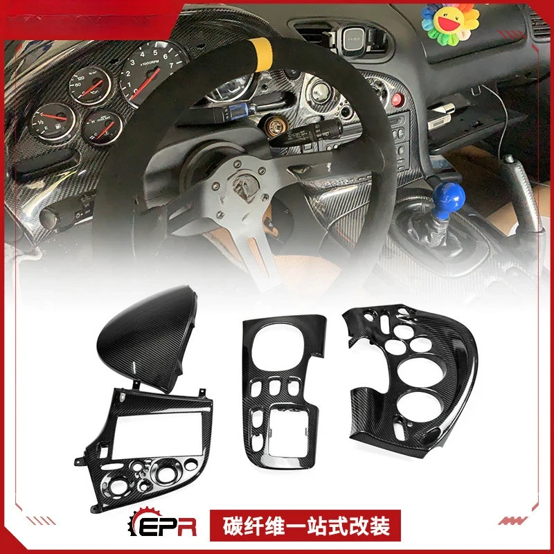 For Mazda RX7 FD3S Carbon Fiber Interior Kit (Instrument/Multimedia/Ring Gear Shift Cover)