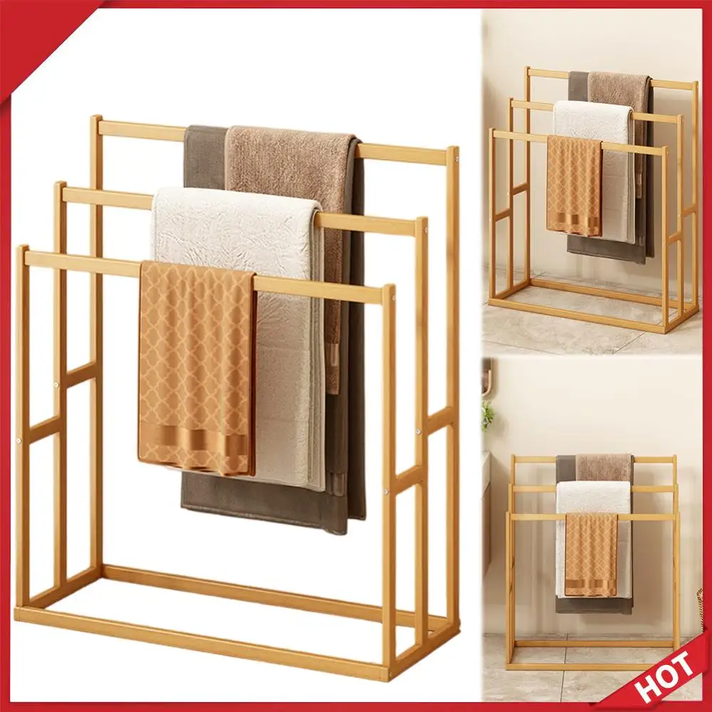 

3-Tier Freestanding Towel Rack with 3 Hanging Crossbars 3 Tier Standing Towel Rack Floor Towel Rack for Living Room/Laundry