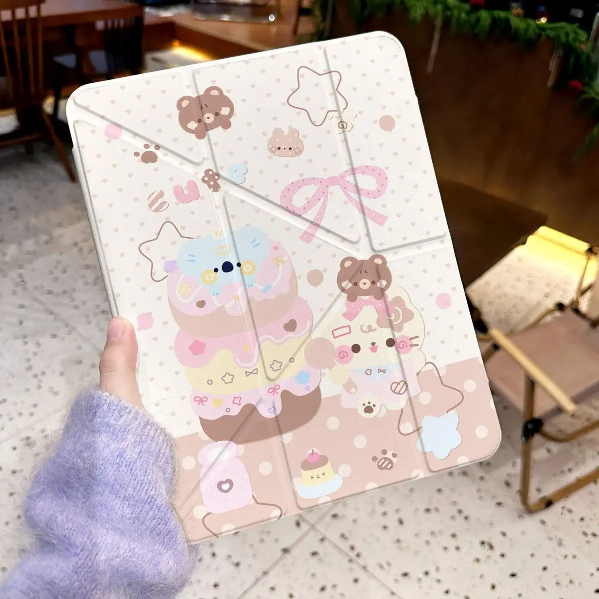 Cream Ice Cream Cat Star Bear Polka Dot For iPad Pro Air M5 M4 M3 M2 13'' 2 1 11th A16 12.9" 10 9 8 7 6 5 Th Mini 7 6 8.3" Case 3