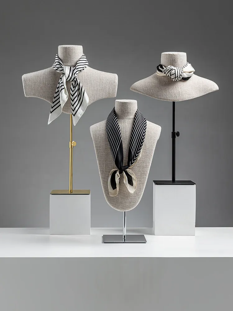Bamboo hemp scarf display stand, hat, silk scarf, necklace, jewelry display props, model display cabinet