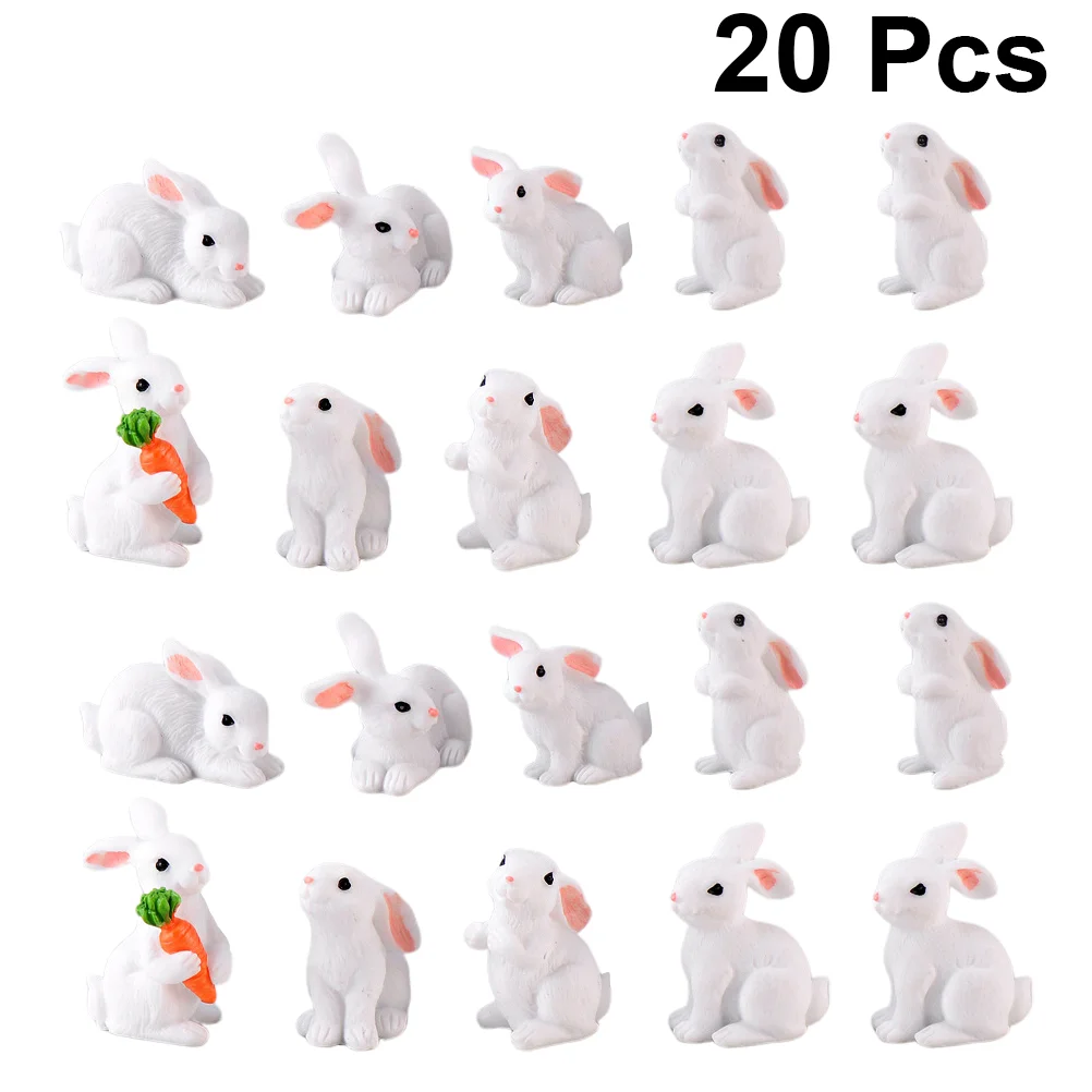 ديكور المناظر الطبيعية الصغيرة ، ألعاب طاولة المياه ، الحرف الراتنج الأرنب ، المنمنمات الطفل #6